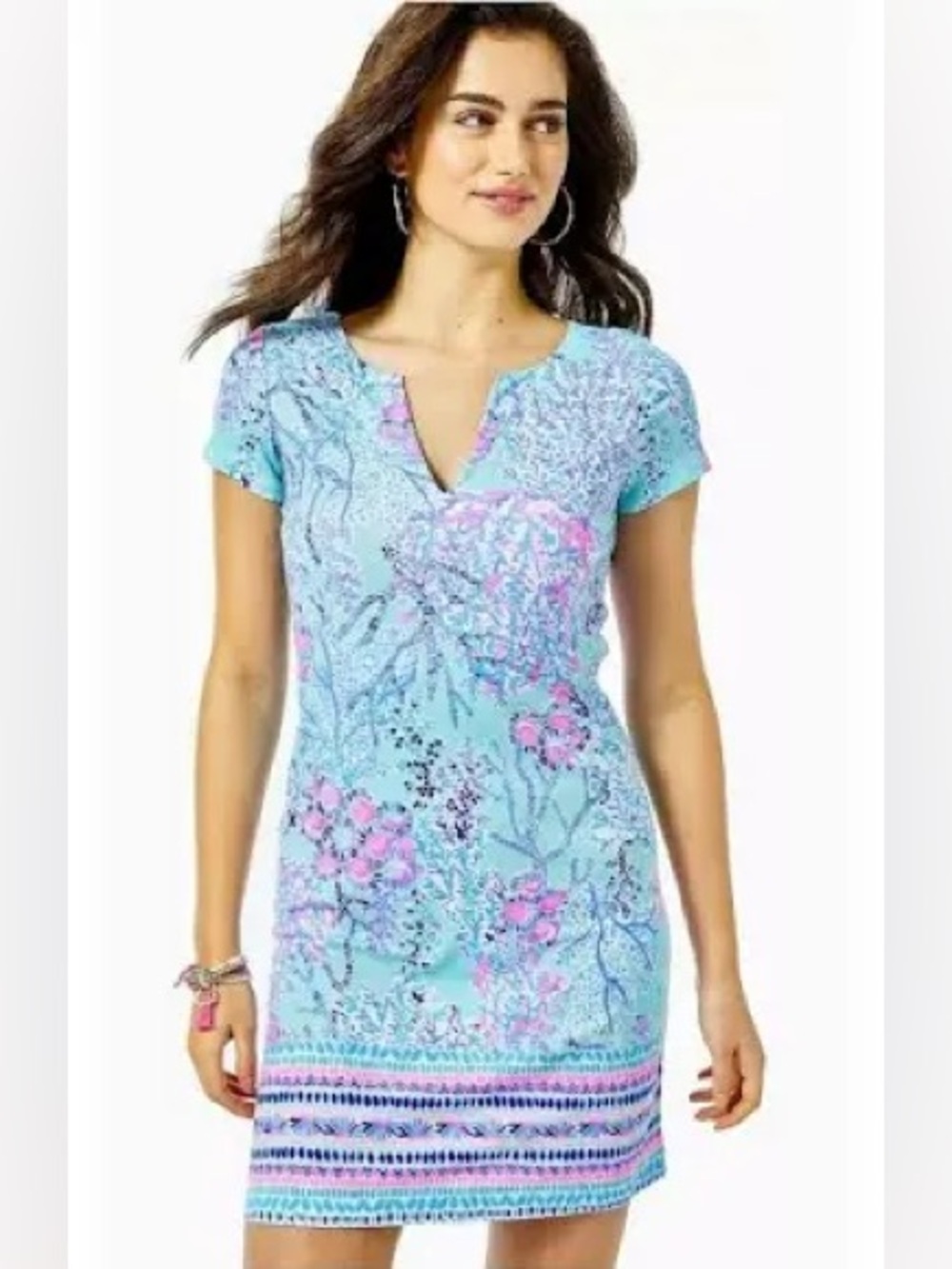 Light Blue Floral Shift Dress Top